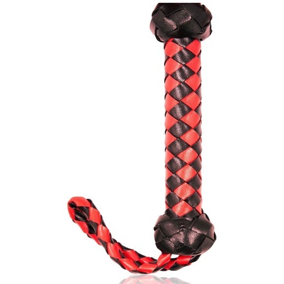 Flogger Paddle Whip‎ Red Black Braided Leather Toy - Picture 3 of 5